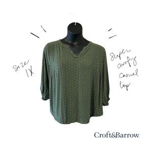 Croft & Barrow Lightweight Knit Top in Olive, Size 1X Like New